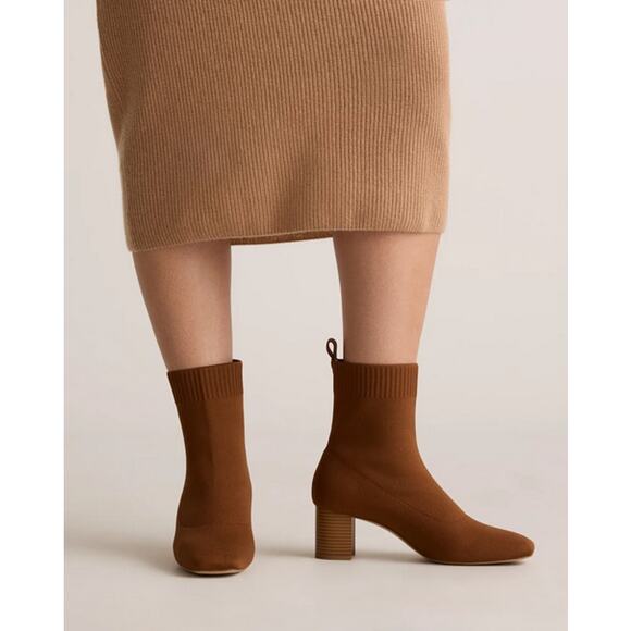 Quince EcoKnit Heeled Bootie Cognac Size 6 NWT in Box - Picture 3 of 7